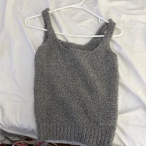 SKIMS Gray Fuzzy Knit Tank Top